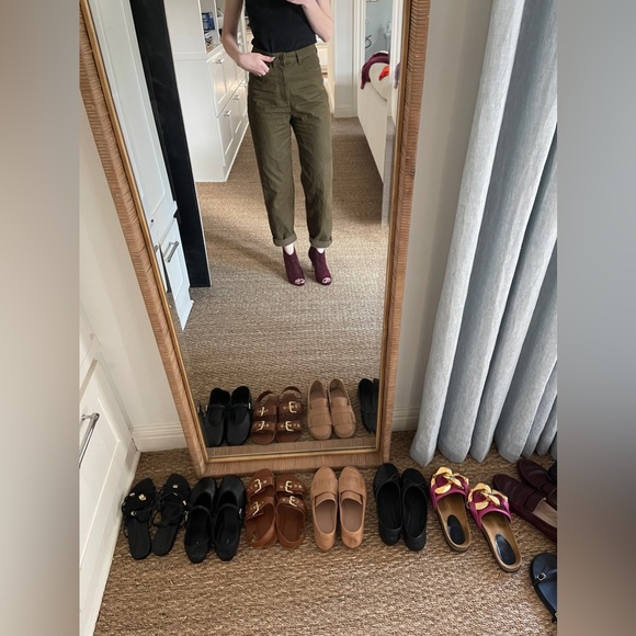 Zara Burgundy Red Perforated Suede Peep-Toe Booties Size 37 - Picture 8 of 11